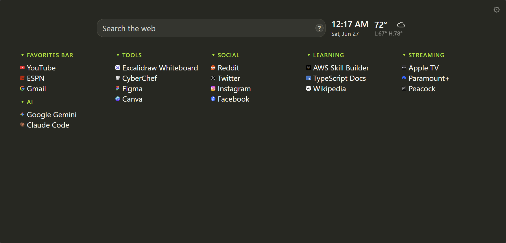 New Tab Plus with the Monokai Dark theme